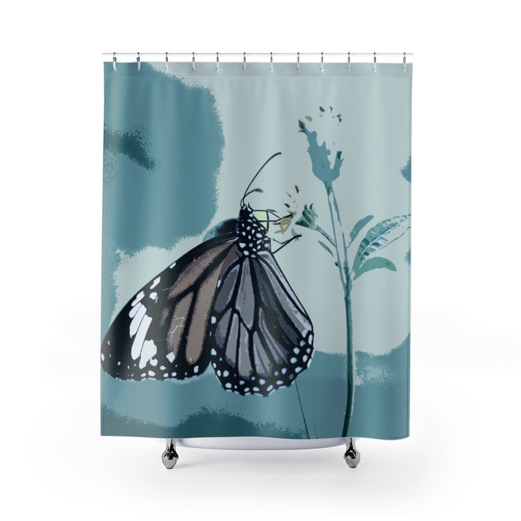Butterfly Print Shower Curtain, Add a Whimsical Touch to Your Bathroom Decor - Image 2