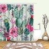 Cactus Pink Flowers Desert Plants Shower Curtain, Green Cacti Flora Botanical Fabric Bathroom Curtain Bath Curtain