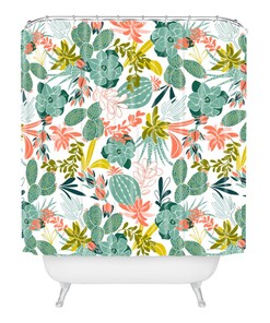 Cactus Print Boho Shower Curtain / Bathroom Decor / Home Decor / Fabric Bath Curtain