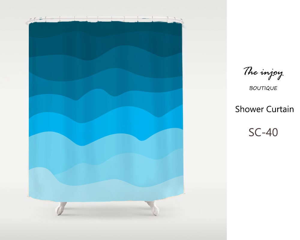 Calming Wavy Blue Shower Curtain, Children's Bathroom Decor, Housewarming Gift, Customized Sizes for a Perfect Fit