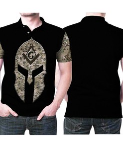 Camo Pattern American Flag 3D Printed Knight Polo Shirt - The Perfect Gift for Freemasonry Enthusiasts