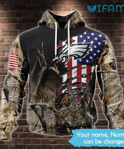 Camo USA Flag Personalized Philadelphia Eagles Army 3D Hoodie with Custom Print