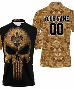 Camouflage Skull New Orleans Saints American Flag 3D Personalized All Over Print Polo Shirt!