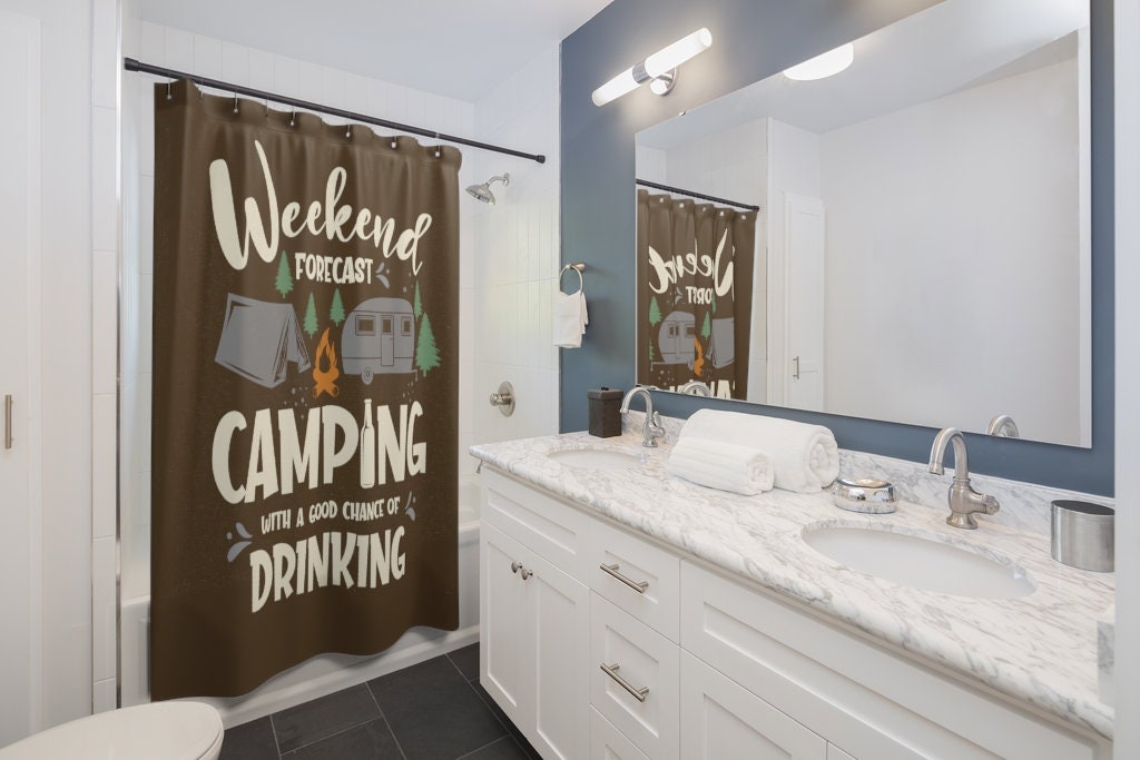 Camping and Drinking Shower Curtain for a fun and playful vibe - Image 2