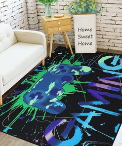 Capslpad Gaming Rug - Large Non-Slip Area Rug with Gamepad Design - Perfect for Gamer Room  Fun Home Decor