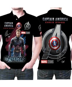 Captain America Mcu Avengers Signed 3D Designed Polo Shirt for Fans