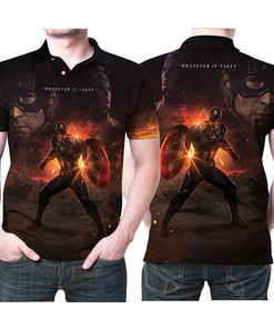 Captain America Superhero 3D Designed for Captain America Fan Polo Shirt with Breathable Fabric and 3D T-Shirt Blender