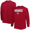 Cardinal Arkansas Razorbacks Bigtall Two-Hit Raglan Long Sleeve T-Shirt, Hogs Shirt Gifts For Razorbacks Lover