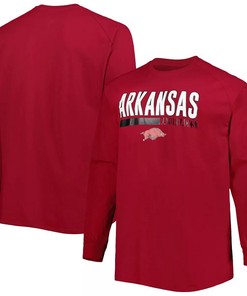 Cardinal Arkansas Razorbacks Bigtall Two-Hit Raglan Long Sleeve T-Shirt, Hogs Shirt Gifts For Razorbacks Lover