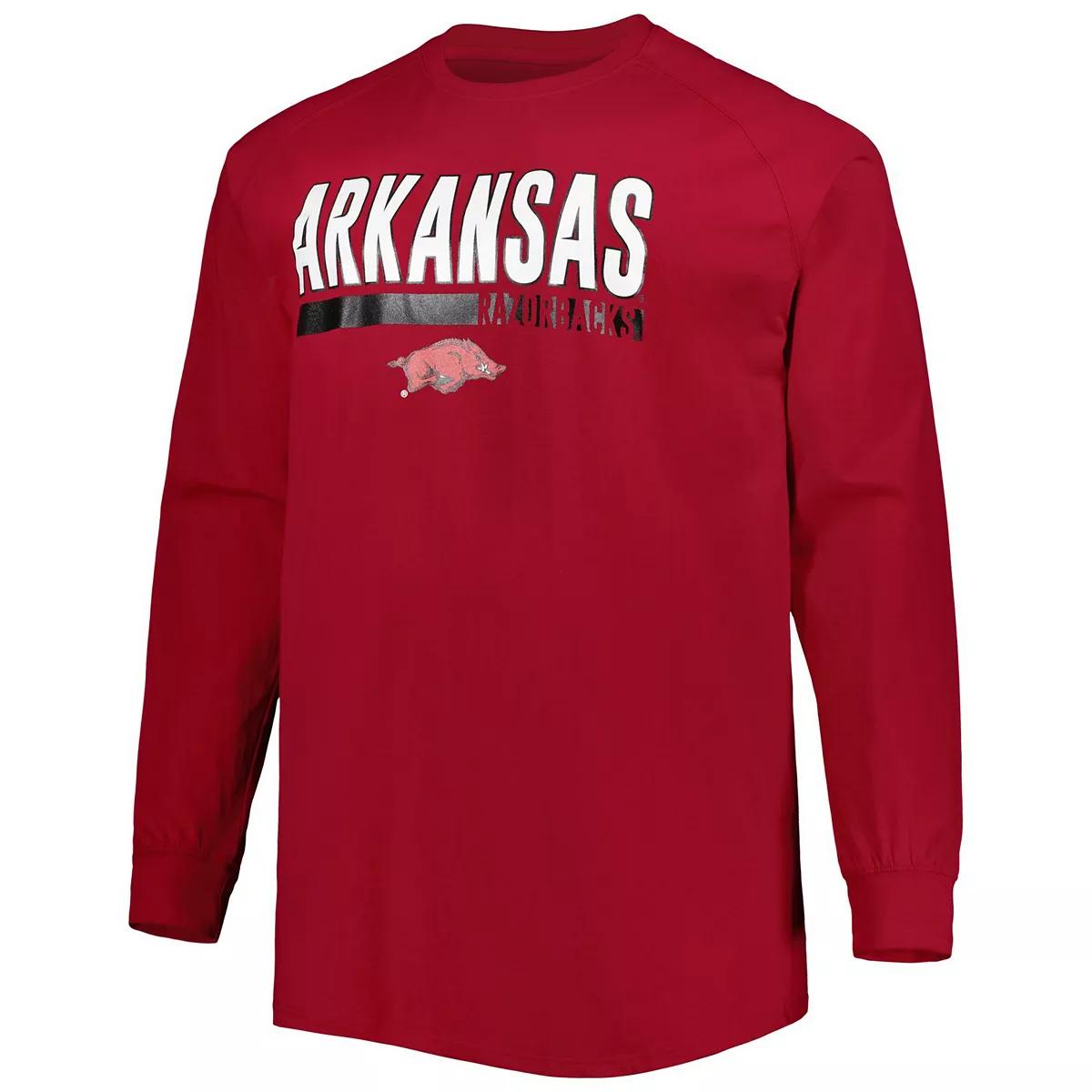 Cardinal Arkansas Razorbacks Bigtall Two-Hit Raglan Long Sleeve T-Shirt, Hogs Shirt Gifts For Razorbacks Lover - Image 2