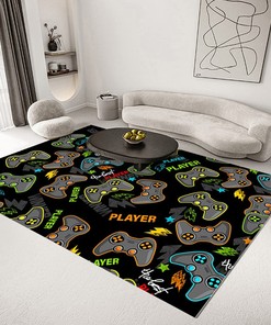 Carpets for Boys' Bedroom with Gamepad Print - Non-Slip Video Controller Area Rugs With T-Shirt, Hoodie, Sweatshirt Game room decor rug