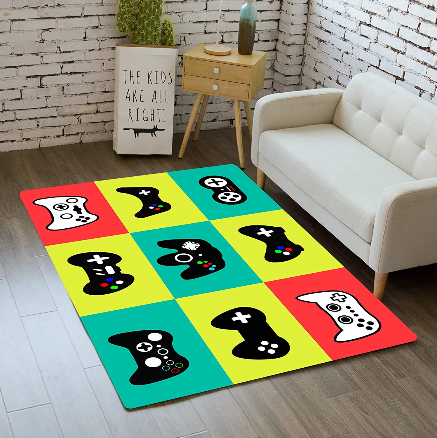 Cartoon Gamepad T-Shirt, Hoodie, and Sweatshirt Rugs for Kids' Game Room Decor, Refresh Game Space with Game-inspired Area Rugs - Image 2