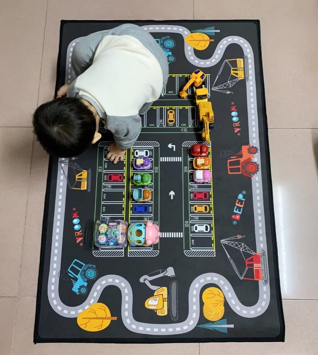 Cartoon Parking Lot Carpet for Boys and Girls Play Mat with Anti-Skid Backing - Image 3