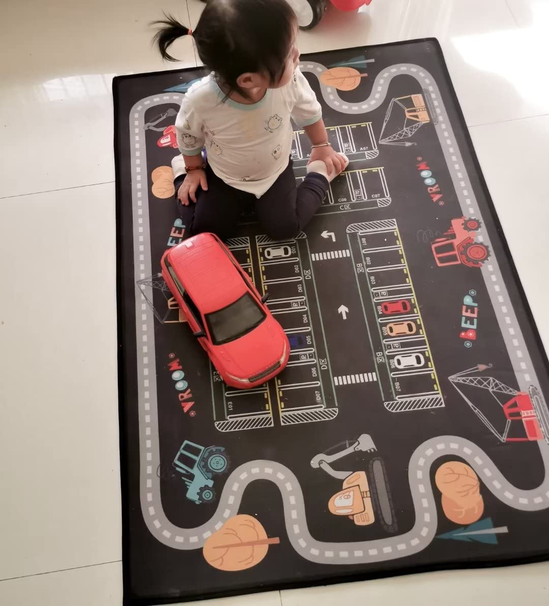Cartoon Parking Lot Carpet for Boys and Girls Play Mat with Anti-Skid Backing - Image 4