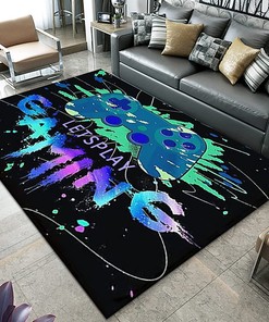 Cartoon Print Game Room Doormat for Little Boys - Funny Video Controller Carpet with T-Shirt, Hoodie, Sweatshirt Fun game room rugs