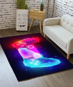 Casual Gamer Hoodie Carpet for Boys' Playroom: Non-Slip Floor Mat with 3D Printed Gamepad and Controller Design