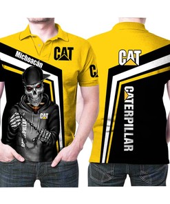 Caterpillar in this Construction Machinery and Equipment Company Logo Brand Hip Hop Skeleton Lovers Polo Shirt.