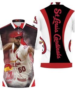 Celebrate Adam Wainwright's pitching with this St Louis Cardinals Adam Wainwright 50 Throwing 3D Polo Shirt