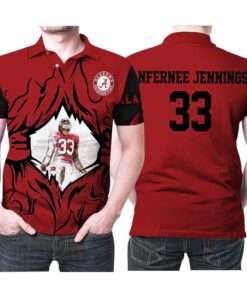 Celebrate Anfernee Jennings' great play on the Alabama Crimson Tide with a football 3D designed print polo shirt