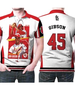 Celebrate Bob Gibson's legacy with this St Louis Cardinals Bob Gibson 45 Great Player MLB Baseball Team Polo Shirt