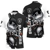 Celebrate Halloween in Style with Oakland Raiders Jack Skellington And Zero Polo Shirt All Over Print 3D T-Shirt