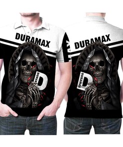 Celebrate Halloween with Num Skull Maiden Hugs Duramax 3D Printed Polo Shirt for Duramax Fans and Lovers