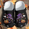 Celebrate Halloween with the Black Cat and Pumpkin Crocs Crocband Clogs Shoes