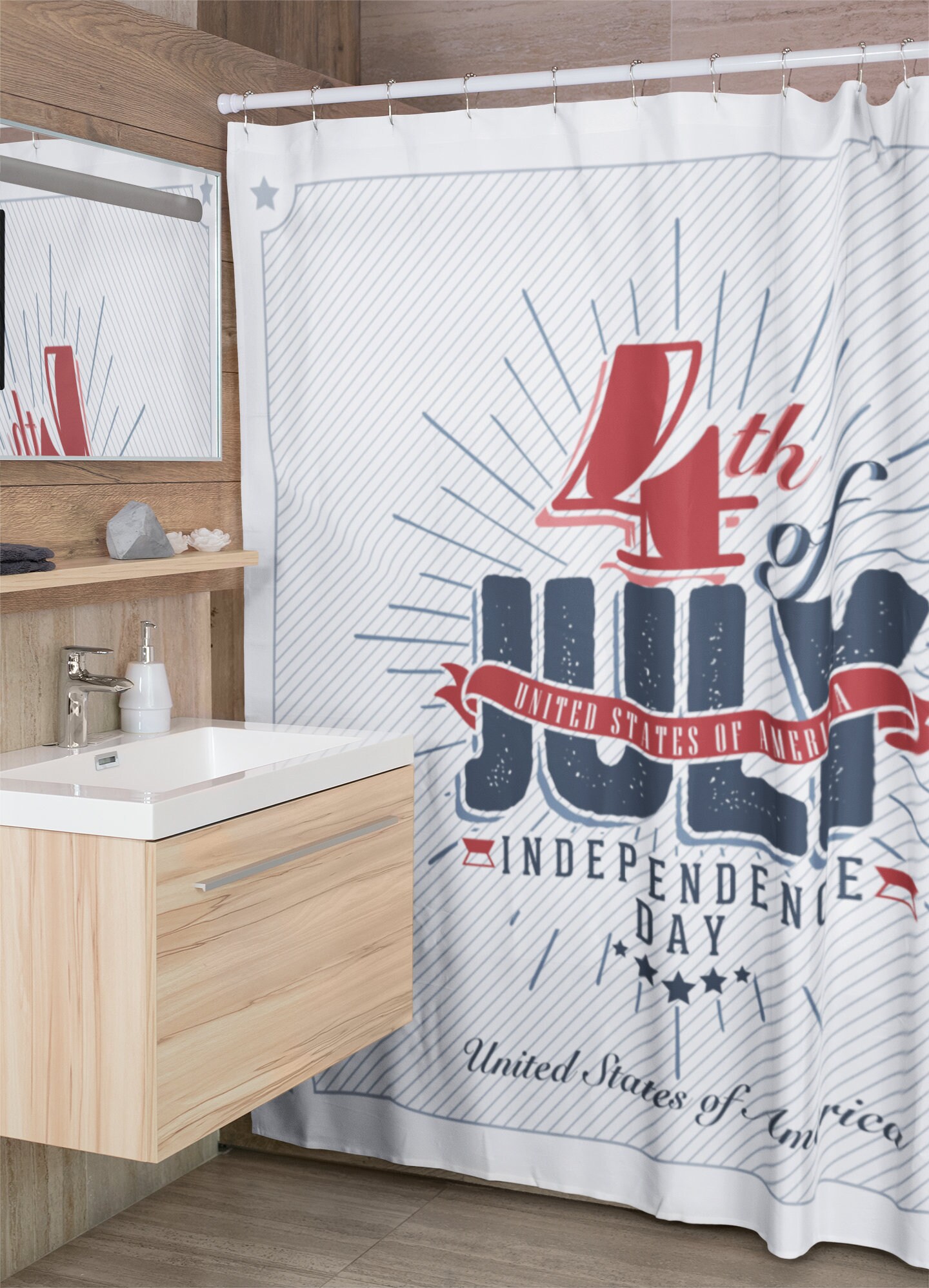 Celebrate Independence Day with this 4th of July Home Decor Shower Curtain perfect for outdoor patios - Image 3