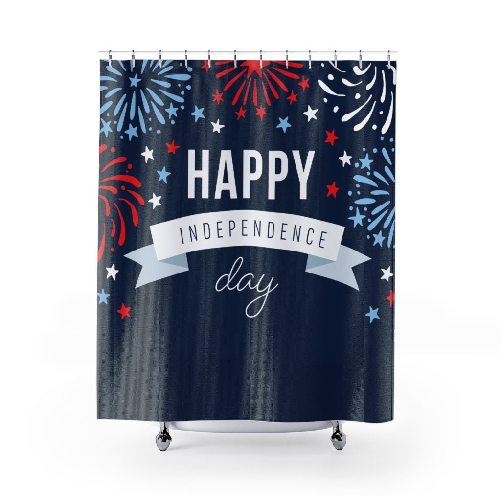 Celebrate Independence Day with this 4th of July Shower Curtain perfect for any patriotic home