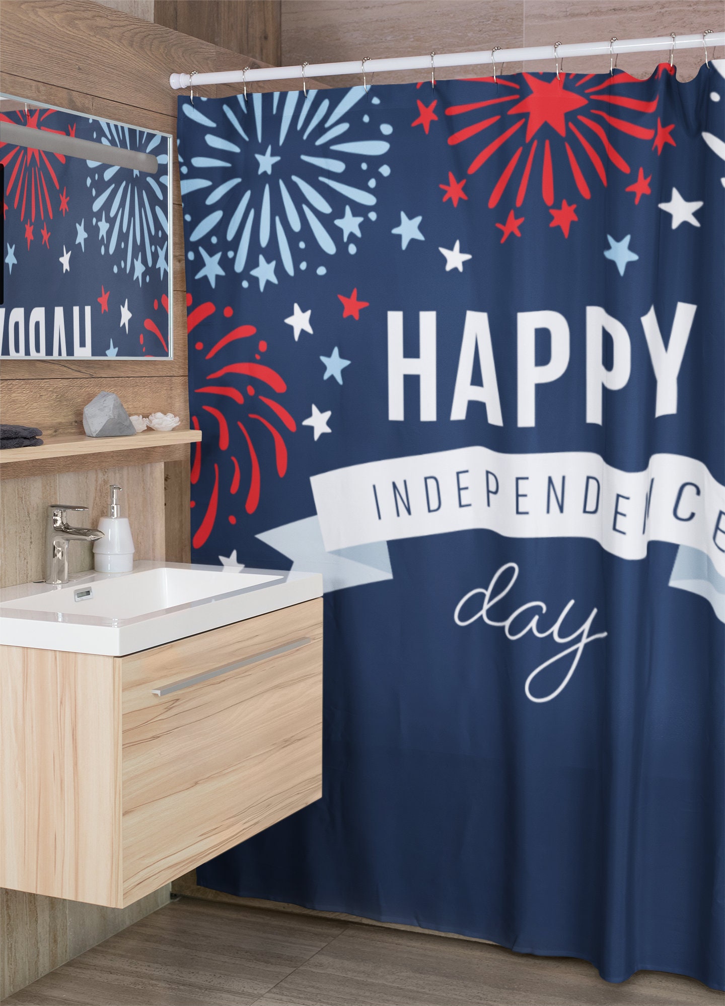 Celebrate Independence Day with this 4th of July Shower Curtain perfect for any patriotic home - Image 2