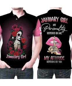 Celebrate January Birthdays in Style with Roses Skull Lady and Personalized Polo Shirt