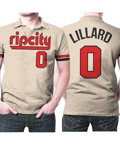Celebrate Portland Trail Blazers Damian Lillard 0 And Their City Edition Swingman Cream Jersey Style Polo Shirt