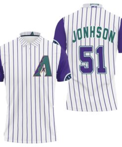 Celebrate Randy Johnson's amazing career with his 51 2020 MLB White Purple Jersey Inspired 3D All Over Print Polo Shirt