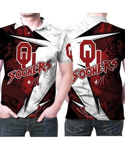 Celebrate The Oklahoma Sooner's Iconic Ground Freestyle Paint Logo In This Printed 3D All Over Print Polo Shirt