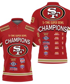 Celebrate The San Francisco 49ers 5 Time Super Bowl Champions In This Unique 3D All Over Print Polo Shirt