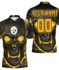Celebrate Your Love For Pittsburgh Steelers And The Hello Darkness My Old Friend Skull In  3D Polo Shirt