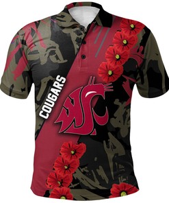 Celebrate Your Love of Flowers with the NCAA Washington State Cougars Red Flowers Black Polo Shirt