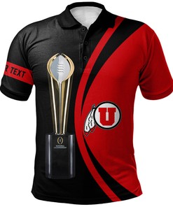 Celebrate Your Winning Spirit with the NCAA Utah Utes Red and Black National Champions Polo Shirt with Custom Text