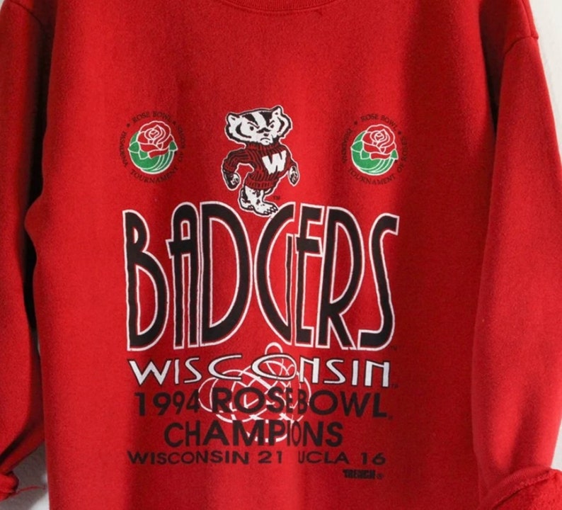 Celebrate the Badgers' 1994 Rose Bowl Victory with a Vintage University of Wisconsin Badgers Rose Bowl Sweatshirt - Image 2