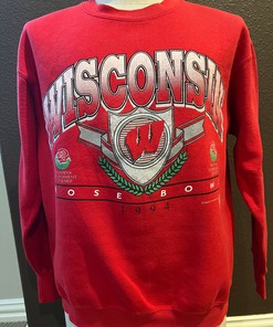 Celebrate the Badgers' 1994 Rose Bowl Win with a Vintage Red Football Sweatshirt, Hoodie, or Tee