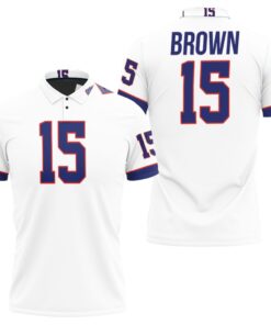 Celebrate the Buffalo Bills Vintage White Style with John Brown #15 Vintage Bills Fans Polo Shirt