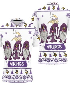 Celebrate the Holidays with Christmas Gnomes on a Minnesota Vikings 3D Polo Shirt with All-Over Print