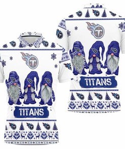 Celebrate the Holidays with Tennessee Titans Christmas Gnomes on a 3D Polo Shirt with All-Over Print
