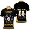 Celebrate the Pittsburgh Steelers' 6 Super Bowl championships with a personalized 3D all-over print polo shirt
