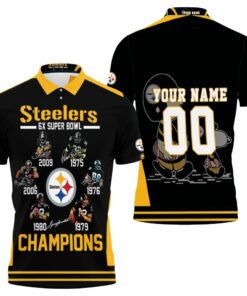 Celebrate the Pittsburgh Steelers' 6 Super Bowl championships with a personalized 3D all-over print polo shirt