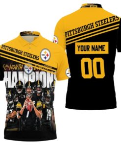 Celebrate the Pittsburgh Steelers' A.F.C. North division championship polo shirt featuring all-over print