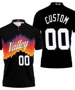 Celebrate the Valley with Personalized Phoenix Suns 00 Custom 2020 Black City Edition Polo Shirt in 3D