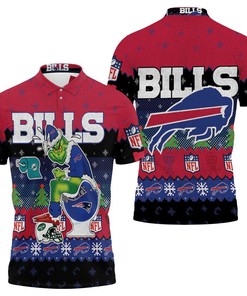 Celebrate the holiday season with a Christmas Grinch In Toilet Knitting Pattern All Over Print Polo Shirt