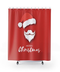 Celebrate the holidays with this Santa Claus Merry Christmas Holiday Shower Curtain