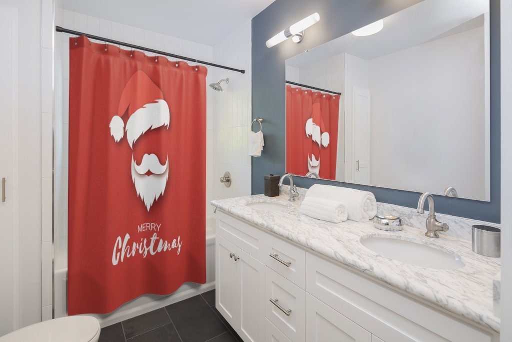 Celebrate the holidays with this Santa Claus Merry Christmas Holiday Shower Curtain - Image 2
